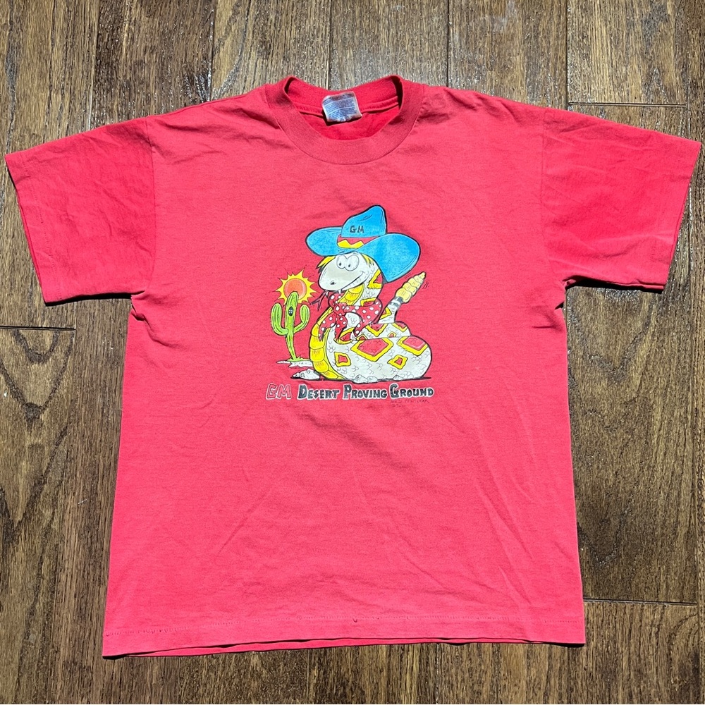 Hanes Red Short Sleeve T-Shirt with Western Cartoon Graphic